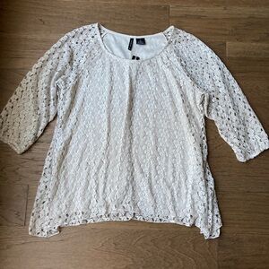 New Directions Cream Lace Blouse- Size XL